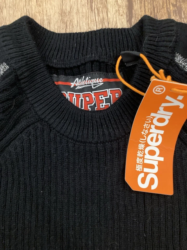 Superdry Women’s New Black Jumper Crew Neck Size UK 12. Excellent Condition. - Image 2 of 4