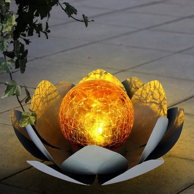 Dekoleuchte Solarlampe Außenleuchte LED Crackle Tischleuchte Garten Feuer-Effekt