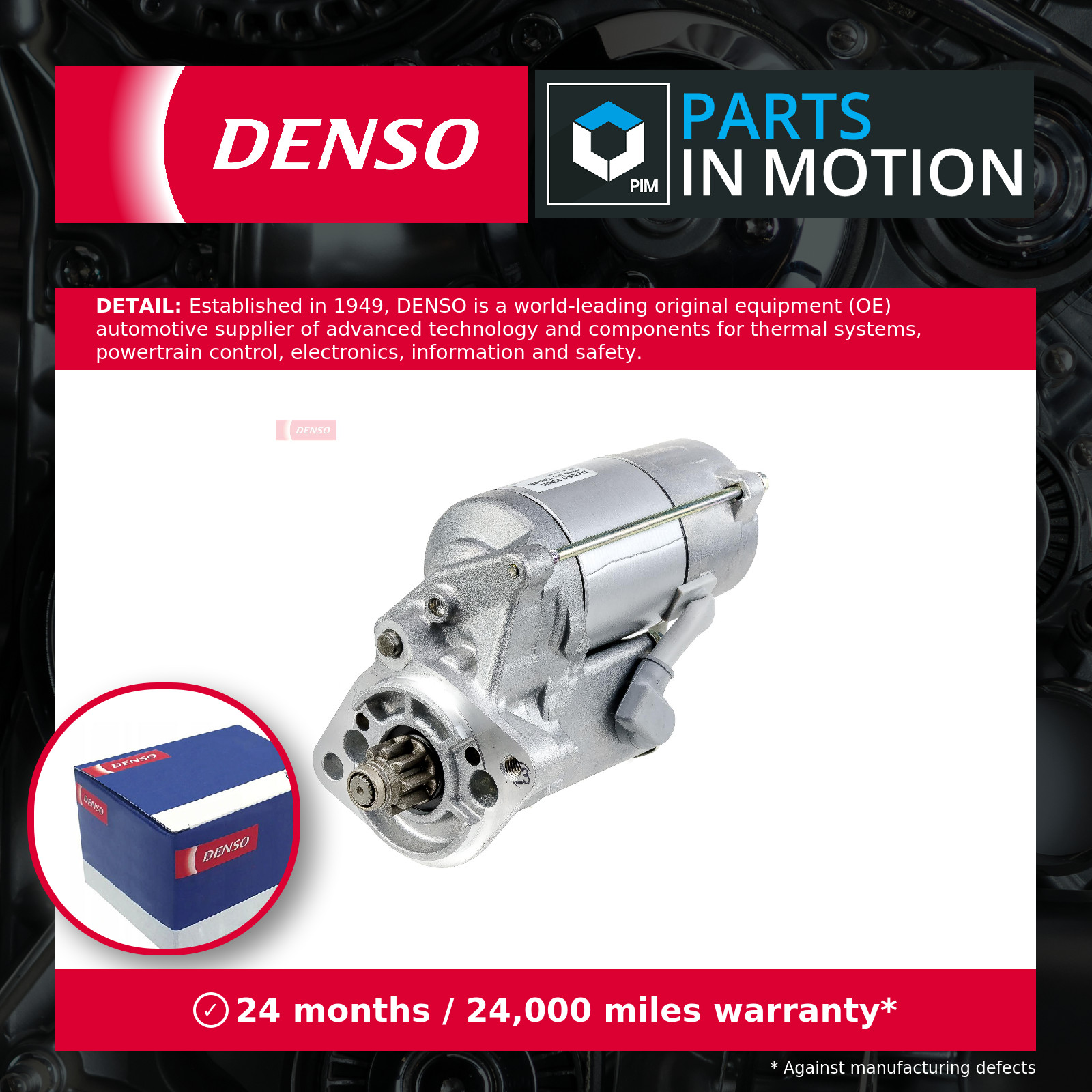 Denso Starter Motor DSN601 GNU4824 GNU4904 NAD101140 NAD101500 NAD101500E New - Image 2