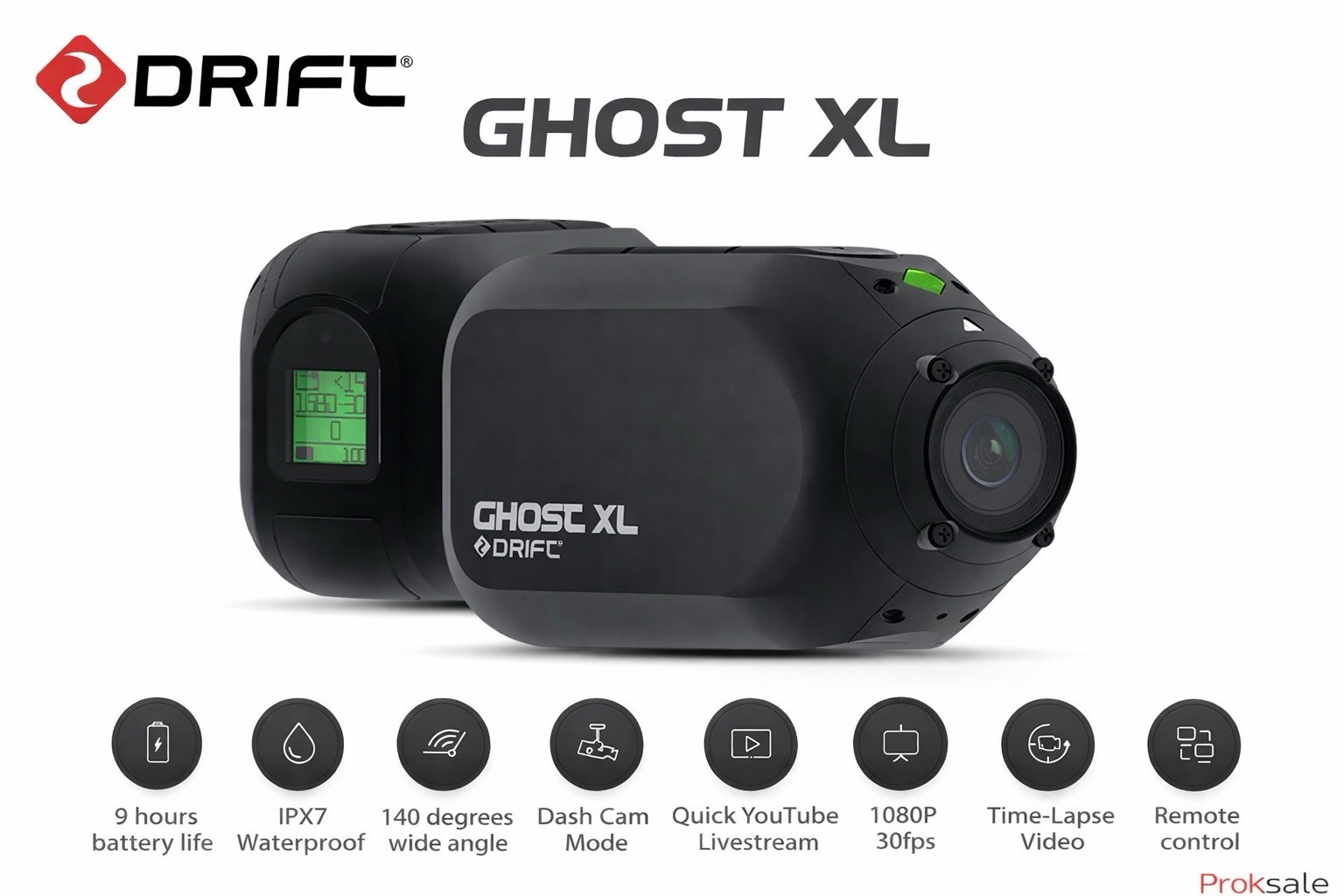 Drift Ghost XL Action Camera 1080p 30fps IPX7 WiFi 300&deg; Len