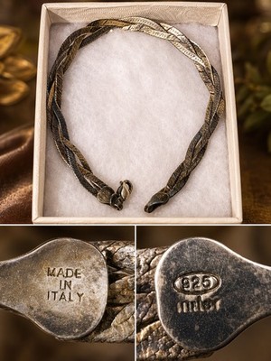 Vintage Milor 925 Sterling Silver Braided Chain Necklace Lobster Closure Italy