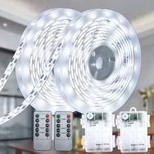 Battery Operated Lights with Remote Daylight White, Timer, Dimmable, Waterpro...