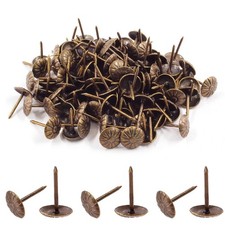 Bivethoi 120 Pcs Upholstery Tacks, 7/16" Dia Antique Red Copper Metal Thumb Tack