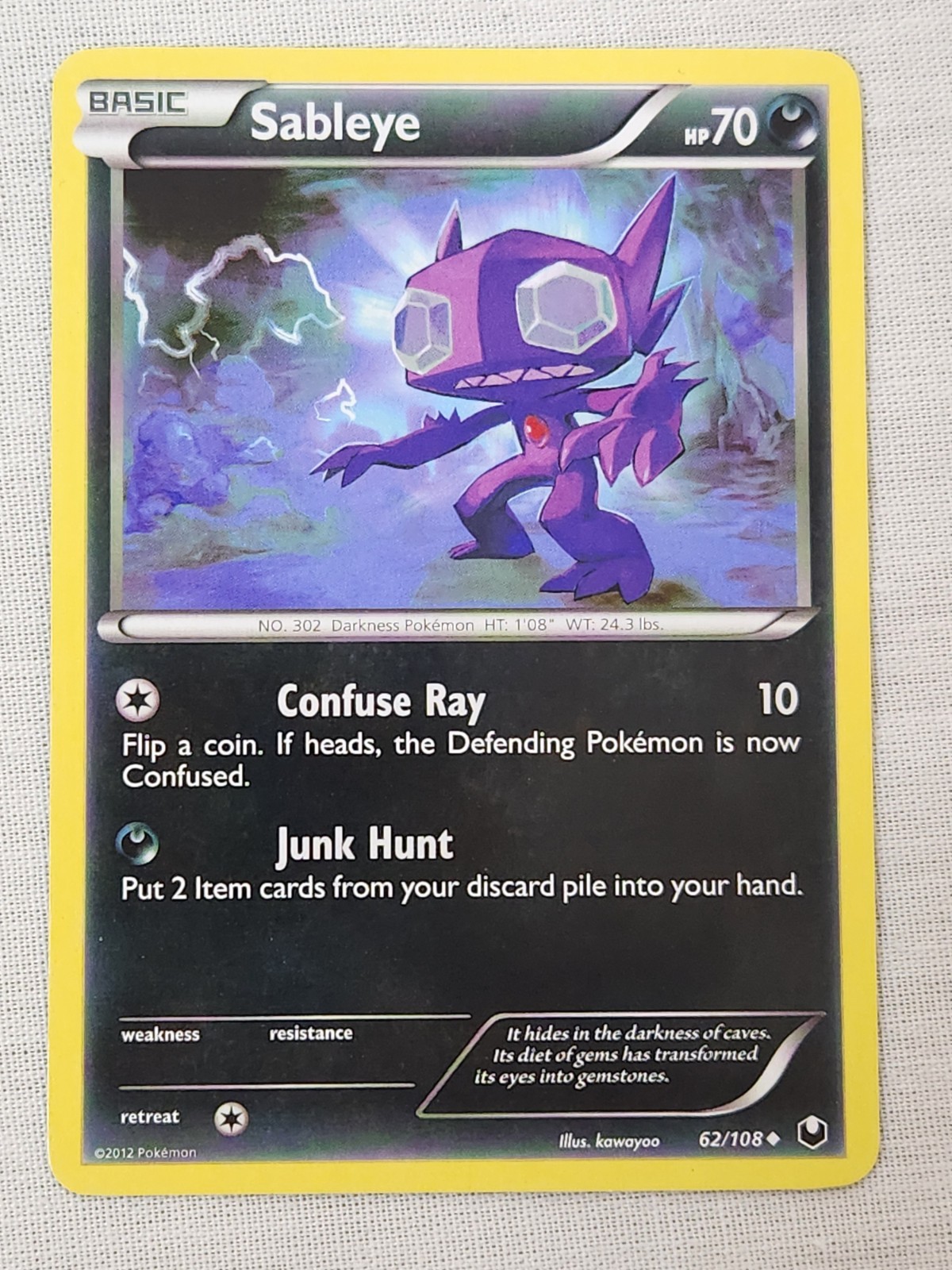NM Sableye - Normal 62/108 Dark Explorers Pokemon TCG