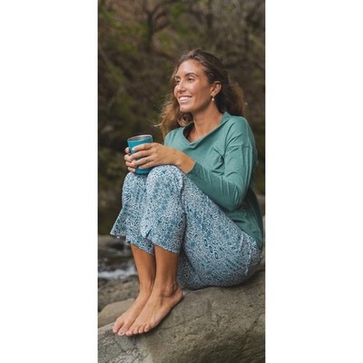 RipSkirt Beachcomber Pants L Blue White Coastal Resort Wide Leg Lounge Travel