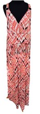 APT. 9 Pink Chevron Wide-Leg Dress Womens XL Sleeveless Surplice Rayon Spandex