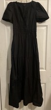 Quince Women's 100% Organic Cotton  Tiered Maxi Dress Black XS