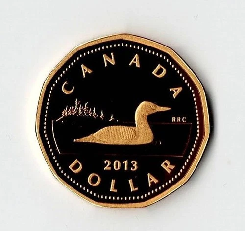 2013 CANADA SILVER PROOF LOON DOLLAR GOLD PLATED - BU