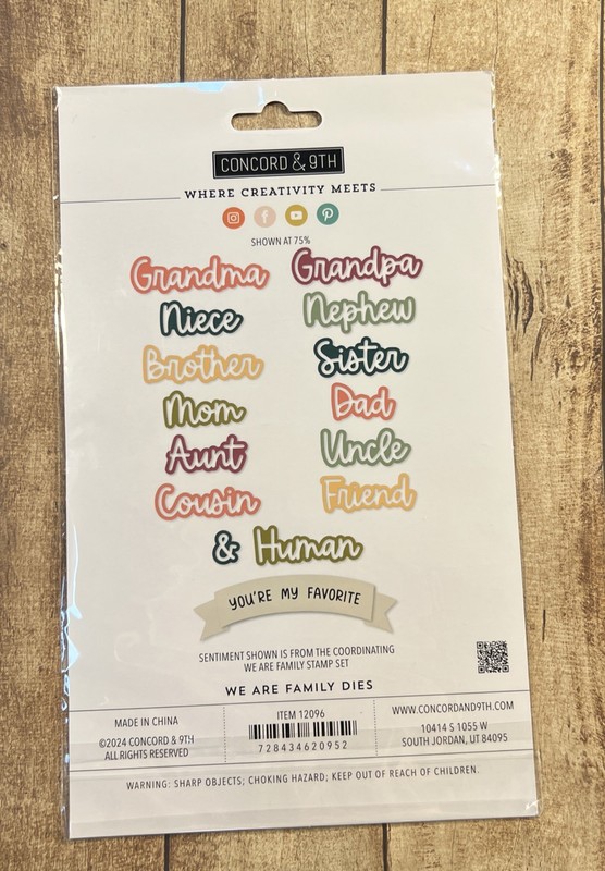 Concord & 9th We Are Family Die Set--New in Package