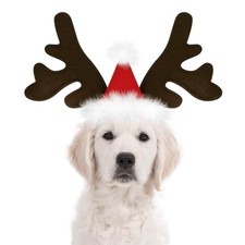 Dog Christmas Reindeer Antlers Headband Classic Elk Hat Headwear Pet Costumes...