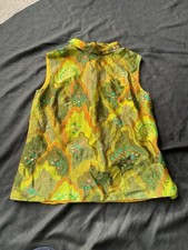 Vintage Lulu British Mod Sleeveless 1970 s Blouse 44EU 12 US