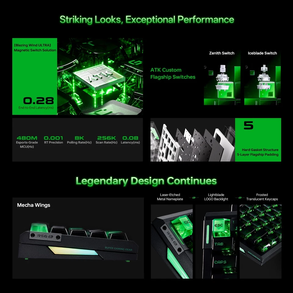 ATK RS6 Air Esports Hall Effect Gaming Keyboard 65% 68 Keys Rapid Trigger RGB - Image 3 of 4