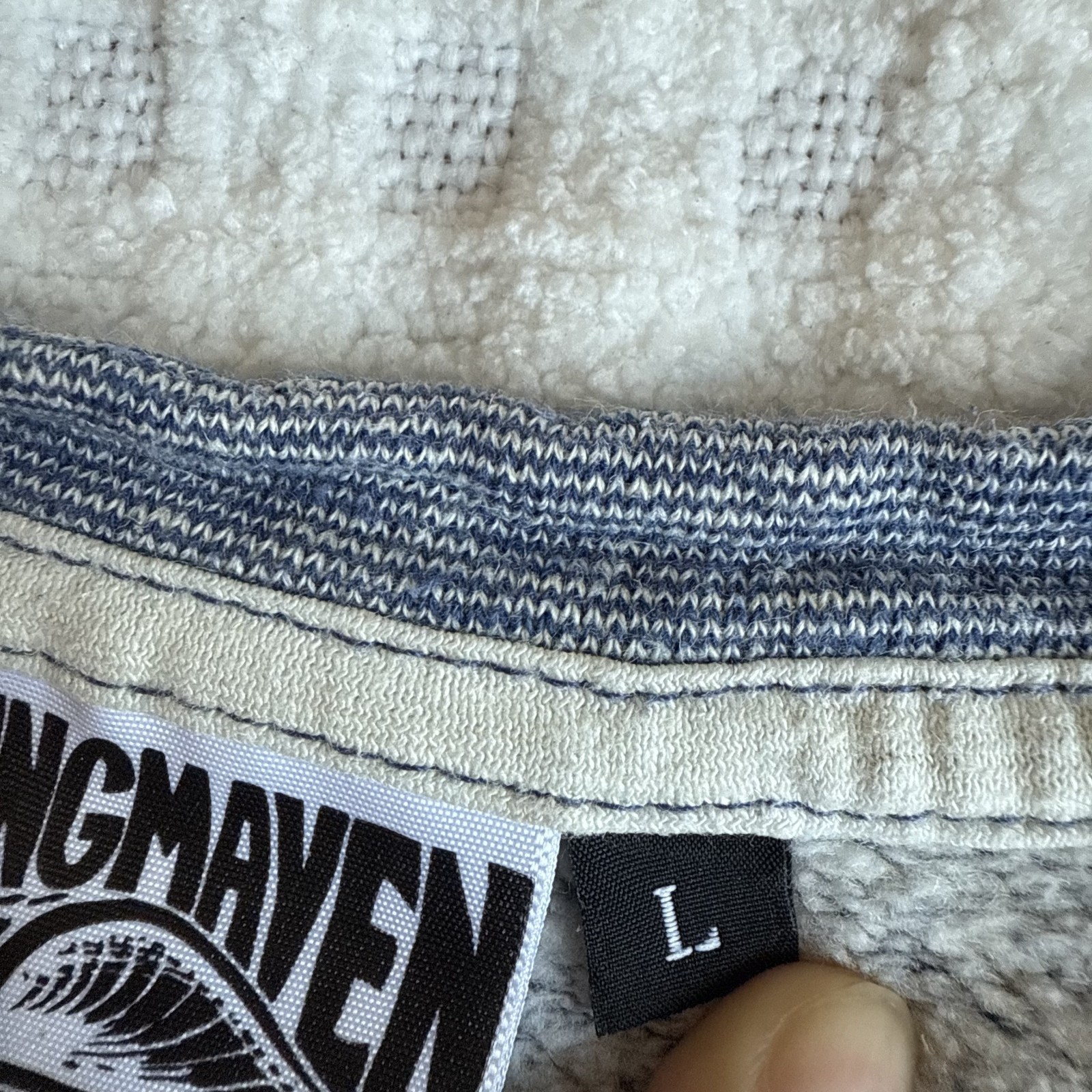 Jungmaven L Large 55% Hemp Organic Cotton Crewneck Sweatshirt Blue Stripe Fleece