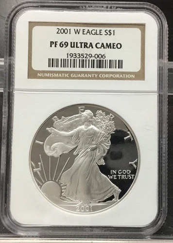 2001-W Proof $1 American Silver Eagle NGC PF69UC Brown Label