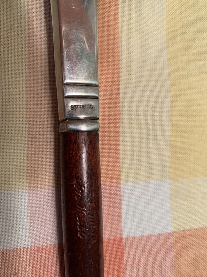 Juego de servir ensaladas vintage de plata y madera de ley, hecho a mano  Foto 4 de 4
