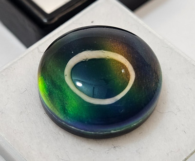 Black Opal Cabochon Round Cut Natural 11-12 Ct Certified Loose Gemstone FR-080