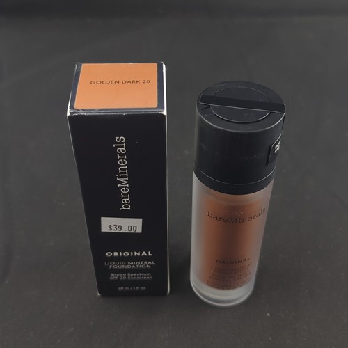 Base Mineral Líquida Original Bare Minerals Tamaño Completo "ORO OSCURO #25" NUEVA EN CAJA - Imagen 3 de 10