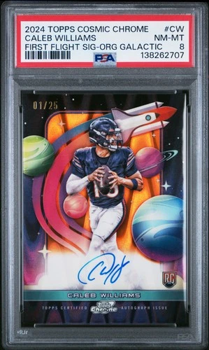 2024 TOPPS COSMIC CHROME SIG ORANGE GALACTIC CALEB WILLIAMS RC 1/25 PSA 8 AUTO