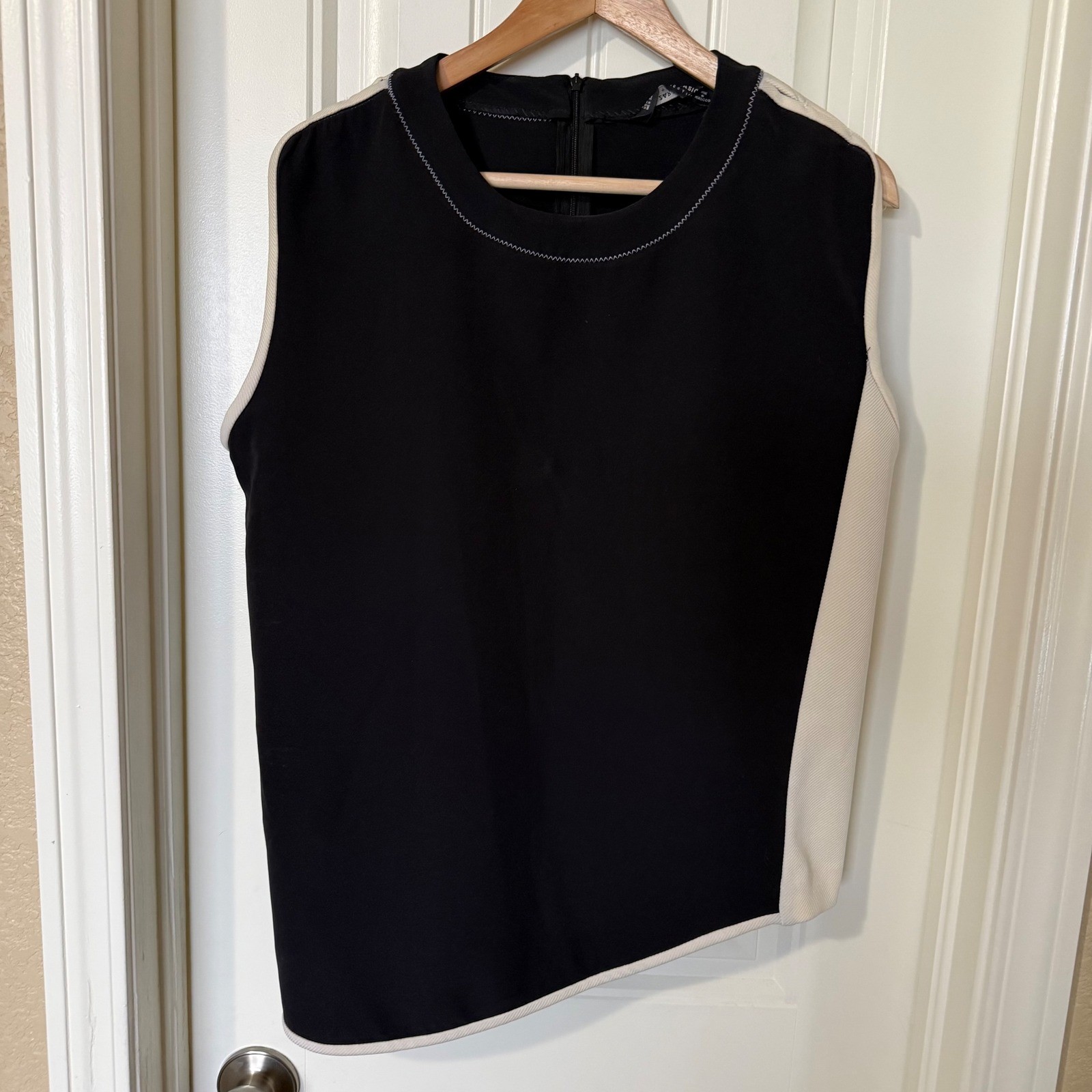 ZARA BASIC COLLECTION Black Cream Asymmetrical Sl… - image 2