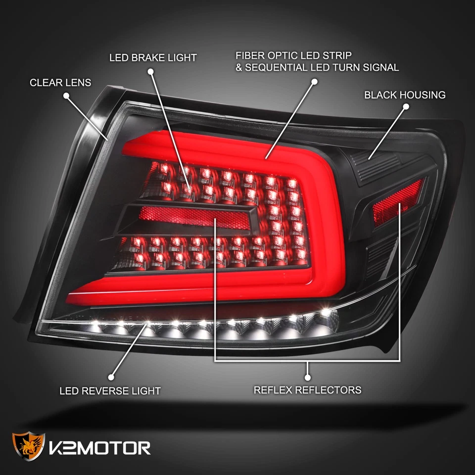 For 2008-2014 Subaru Impreza WRX STI Black Tail Lights Red LED Sequential Bar Foto 3 de 4