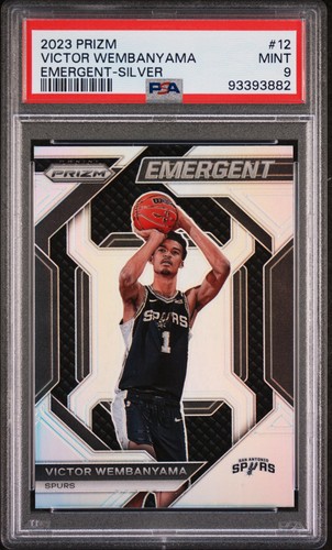 2023-24 Prizm Victor Wembanyama Emergent Silver Prizm PSA 9 RC Rookie Spurs