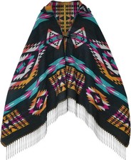 Uyuni Women's Bohemian Casual Shawl Fringe Poncho Cashmere Loose Vintage Patter