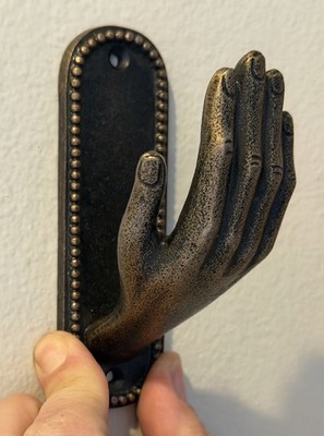 Antique Bronze Cast Iron Left Hand Wall Hook Towel Purse Jewelry Hook Vintage