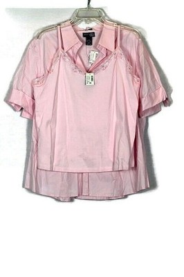 Venezia Jeans Pink Women's 2 Piece Shirt & Tank Size 18/20 007