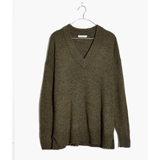 Madewell Donegal Bartlett V-Neck Pullover Sweater Coziest Yarn NEW Gray Medium