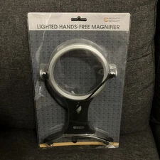 NWT Mighty Bright Lighted Hands-Free Sewing Hobby Magnifier Glass Reading Aid