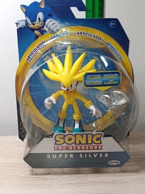 *FREE SHIP* 4'' SUPER SILVER + CHAOS EMERALD Sonic the Hedgehog Jakks Pacific