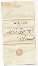 1825 PREFILATELIC FOLD BOLOGNA FOR CONGREGATION OF CHARITY RAVENNA 717