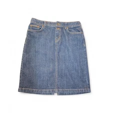 Esprit Denim Mini Skirt Dark Wash Women's Size 8 Embroidered Pockets Casual 