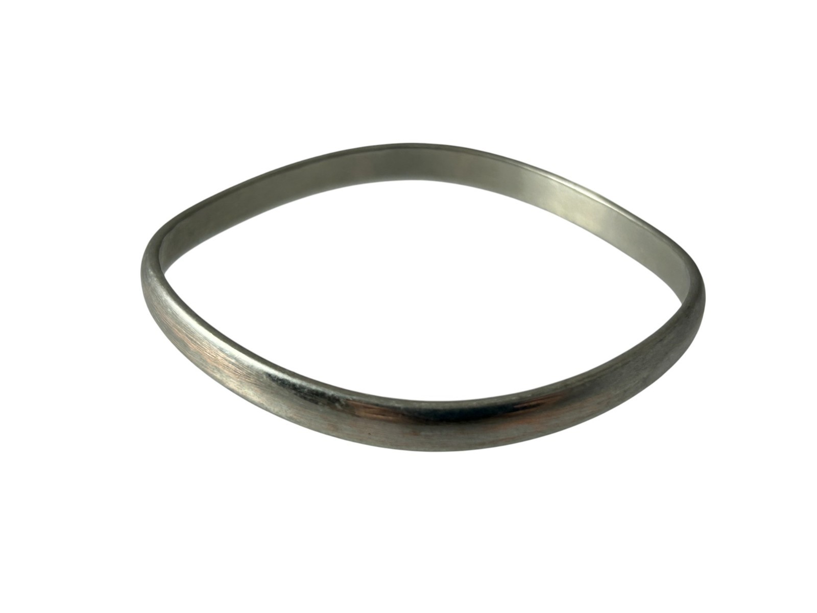 Plain Thin Silver Tone Bangle Bracelet Wave Class… - image 6