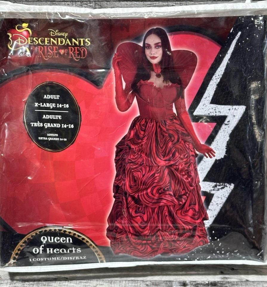 Descendientes 4 Rise of Red REINA DE CORAZONES Adulto XL 14-16 Disfraz Halloween Foto 3 de 4