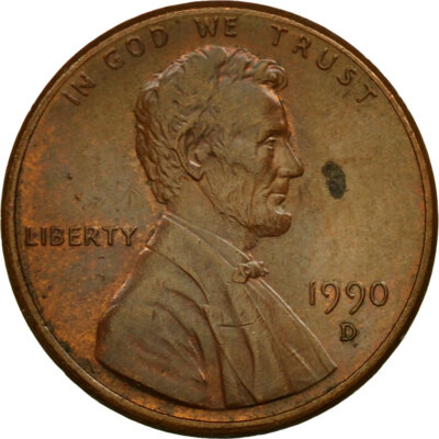 [#440354] Münze, Vereinigte Staaten, Lincoln Cent, Cent, 1990, U.S. Mint, Denver