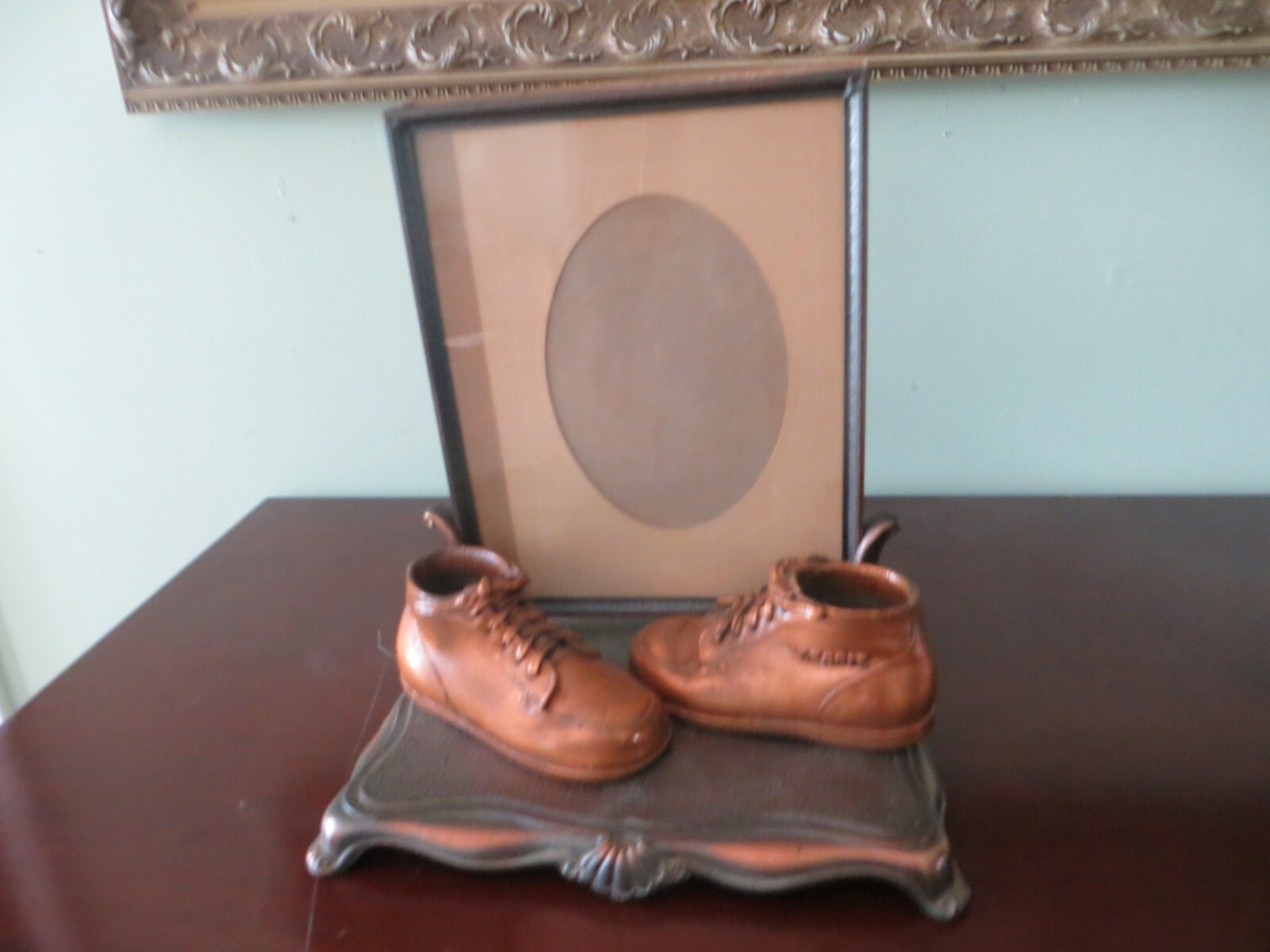 Warner Electric Co. brass shoes self standing picture frame advertising award