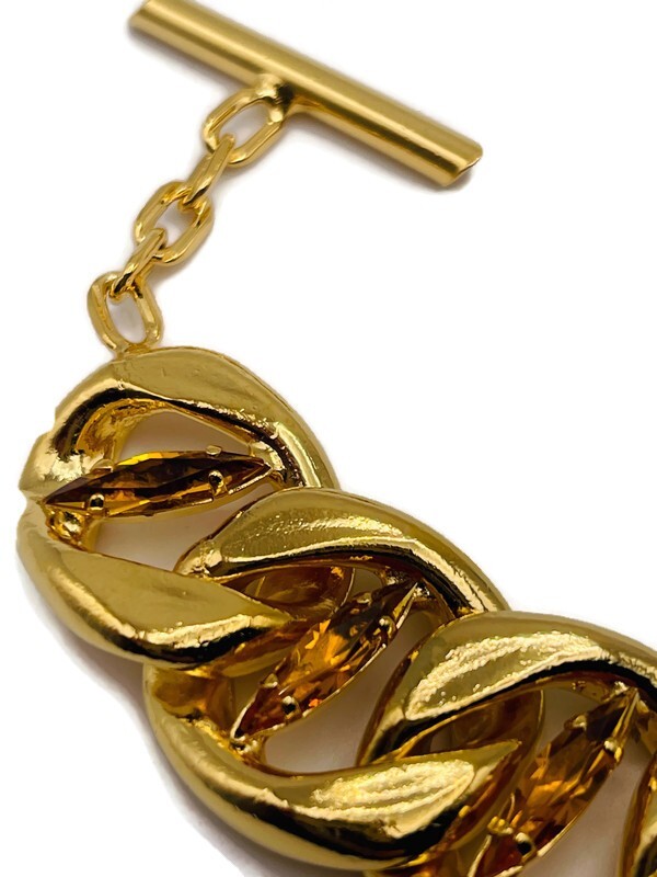 Vintage YSL Rive Gauche Swarovski Crystal Gold Plated Link