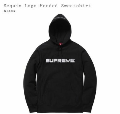 SS17 SUPREME SEQUIN LOGO HOODED 
