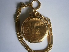 ******   traumhafte Relief-Taschenuhr mit Kette, signiert: DEP Huguenin   ******