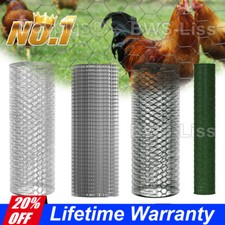 Green PVC Coated Galvanized Chicken Wire Mesh Garden Pet Fence Net Block Rat NEW