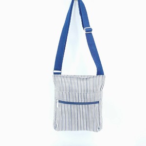 blue and white striped purse