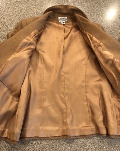 THE VILLAGER Vintage Camel Tan Wool Blend Classic Lined Blazer Jacket Sz 16 - Picture 7 of 9