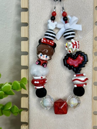 New Sweet Bean Mouse Handmade Phone Chain | PopMart | Hand-Painted Beads & More! - Zdjęcie 2 z 6