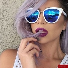 My Girl Cat Eye Mirrored Reflective Lens Metal Pointy Corners Women Sunglasses