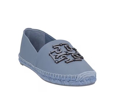 Tory Burch Ines Spring Lotus leather Espadrile Slate Blue Sz-8.5 New