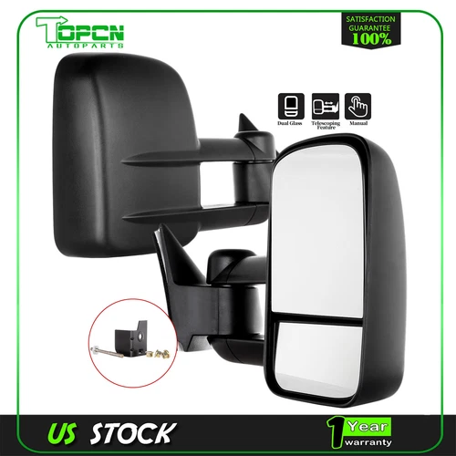 Pair Manual Adjust Tow Mirrors For 1988-1998 Chevy GMC C K 1500/2500/3500