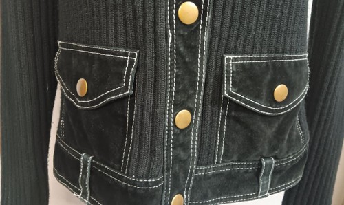 Style & Co. XL Black Knit Pig Suede Classic Retro Outdoor Stretch Wool Jacket - Picture 2 of 5