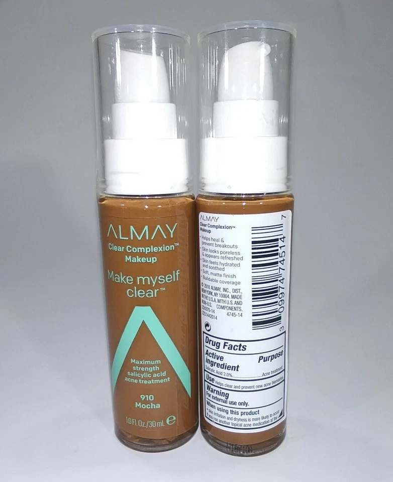 Lot of 2 Mocha Almay Make Myself Clear Complexion Liquid Makeup #910 - Image 2 of 4