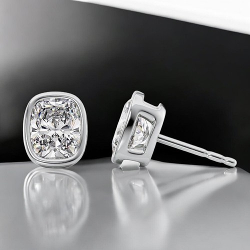 Boucles D'oreilles Clous Diamants Or Blanc 14k - 1,43 Ct Lab-grown, Marque Elizabeth Jewelry, Neuf